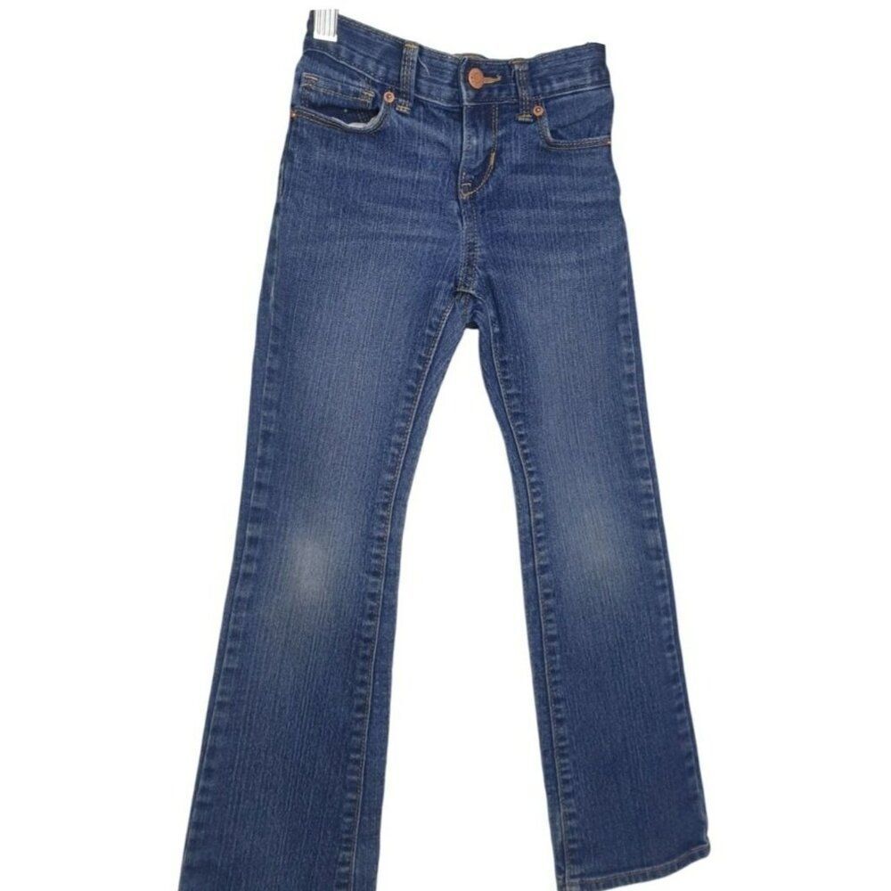 Old Navy Girls Boot-Cut Jeans Sz 6 Famous Blue Denim Adjustable Waist Streetwear